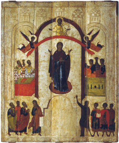Покров Пресвятой Богородицы (икона из Зверина монастыря в Новгороде, 1399 год)