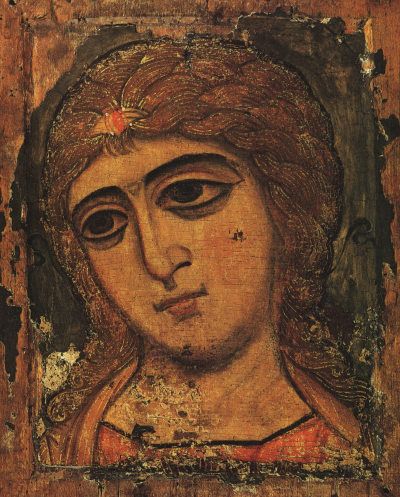 Ангел Златые власы (архангел Гавриил), новгородская икона XII века, Русский музей
